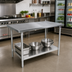 Thumbnail image #2 for John Boos Stallion 48 Inch x 24 Inch Stainless Steel Top Work Table with Galvanized Legs and Adjustable Undershelf