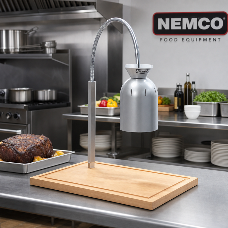Product image #2 for Nemco 6016 Single-Bulb Adjustable Countertop Carving Station with Wood Cutting Board and Flex-Mount Lamp