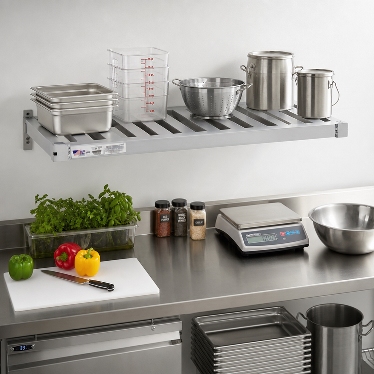 Product image #3 for New Age 1554TB Adjust-A-Shelf T-Bar Wall-Mounted Aluminum Shelf, 54 x 15 Inches, 1500 lb Capacity