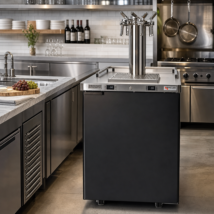 Product image #2 for Pro-Line E-Series One-Section Dual-Temperature Wine Cooler Dispenser, 25-Inch, 4-Faucet, Self-Contained Refrigeration