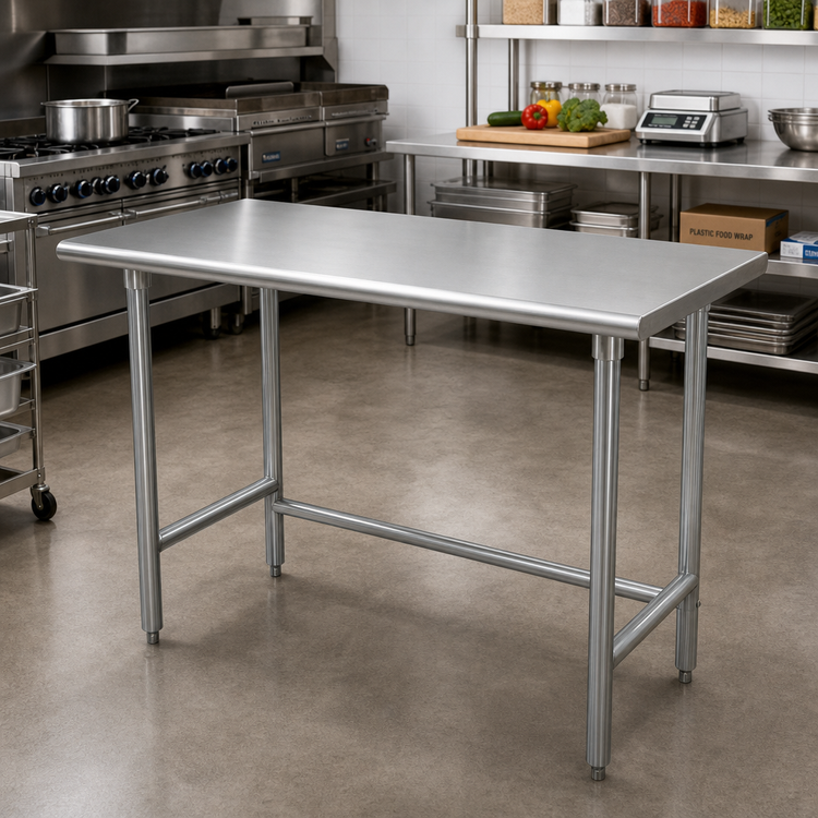 Product image #2 for Advance Tabco Special Value Series 72" x 30" 16 Gauge 430 Stainless Steel Flat Top Work Table with Open Base