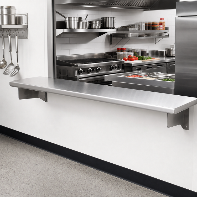 Product image #2 for Pass-Thru Wall Shelf, 144W x 24D, 304 Stainless Steel