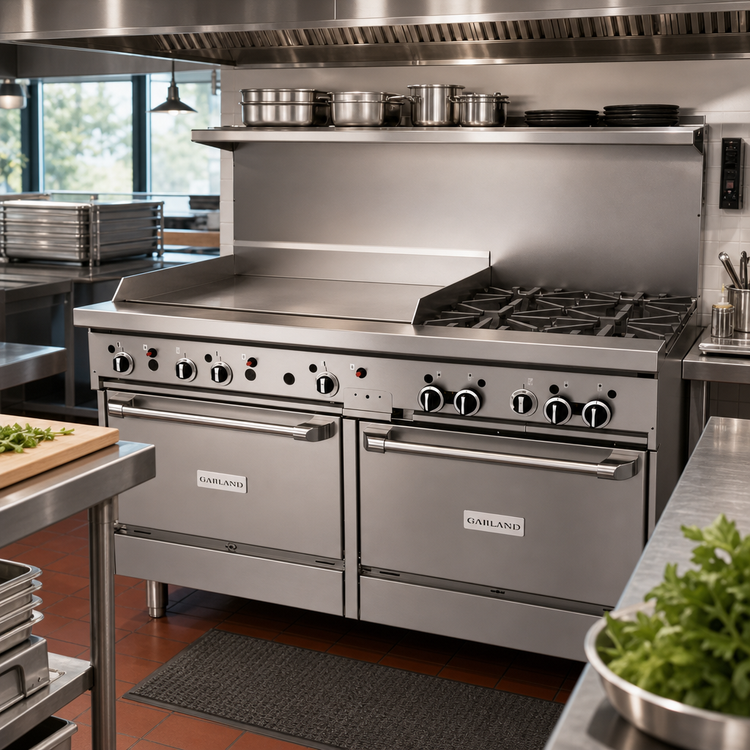 Product image #2 for Garland GF Starfire Pro 60-Inch Gas Restaurant Range with 4 Open Burners, 36-Inch Thermostatic Griddle, and 2 Standard Ovens