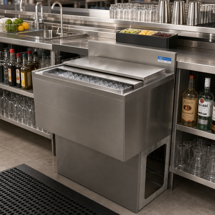 Product image #3 for BK Resources 24-Inch Underbar Insulated Ice Bin with 7-Circuit Cold Plate, 66 lb Capacity