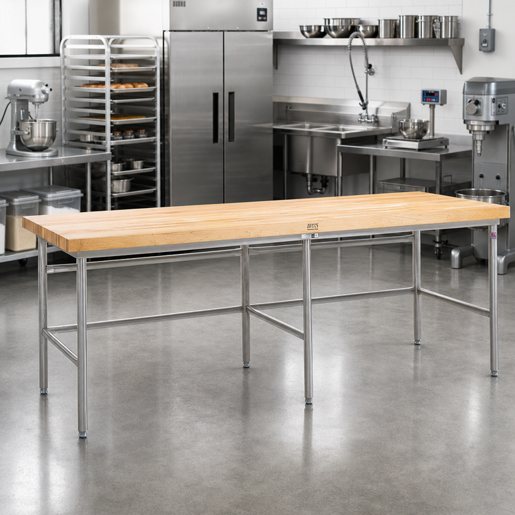 Product image #2 for John Boos Baker's Table Frame for 144 x 36 Inch Top, Stainless Steel, Welded Set-Up