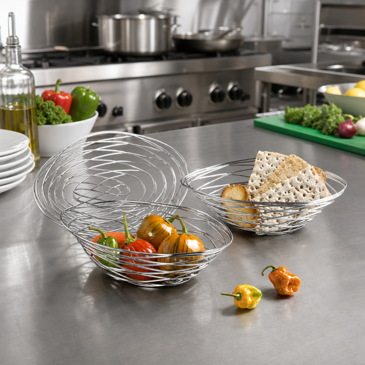 Product image #2 for Birdnest Oval Chrome-Plated Wire Serving Basket, 9 x 6 x 3 Inches