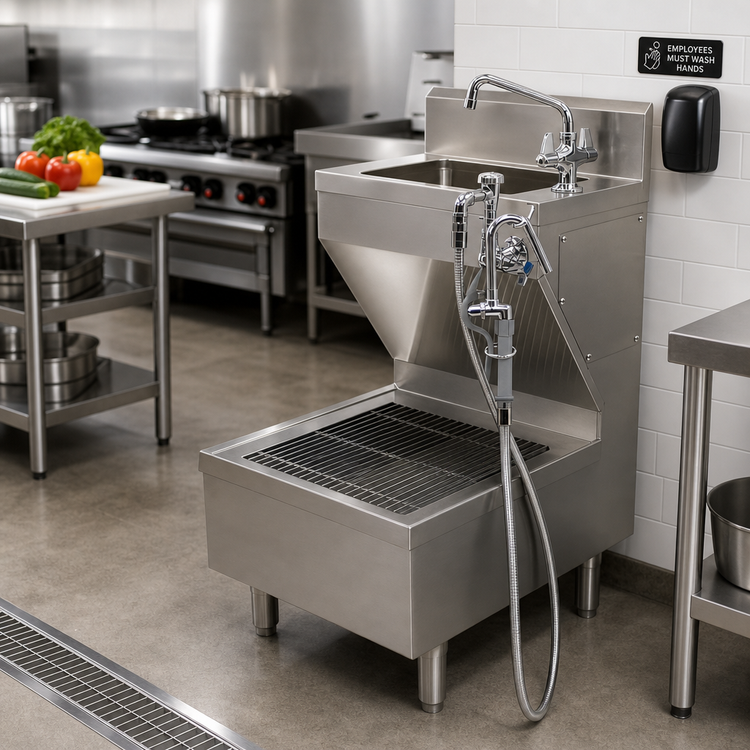 Product image #2 for Advance Tabco Free-Standing Stainless Steel Hand Sink with Pot Filler Sink Combo