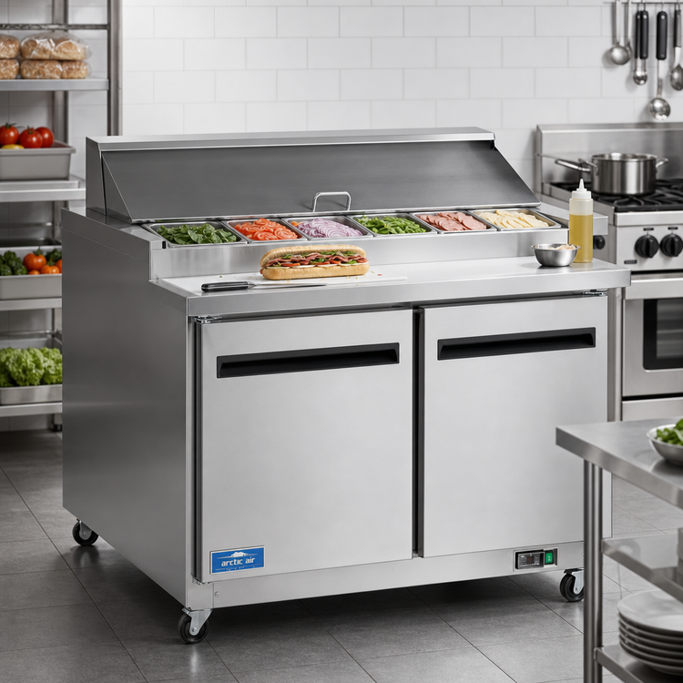 Product image #2 for Arctic Air AMT48R 48-1/4-Inch Refrigerated Mega-Top Sandwich/Salad Prep Table, 2-Section, 12 Cu. Ft.