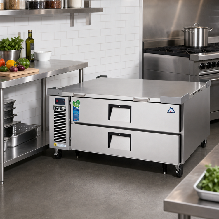 Product image #2 for Everest Refrigeration ECB52D2 53.5-Inch Two-Drawer Chef Base Refrigerator with Side-Mounted Self-Contained R290 Refrigeration