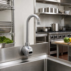 Thumbnail image #2 for BK Resources BKF-SEF-3G Electronic Single-Hole Splash-Mount Gooseneck Faucet, 3-1/2-Inch Spout, Chrome, Mixing Valve, Adjustable Temperature