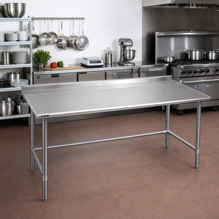 Product image #2 for Eagle Deluxe Series Commercial Stainless Steel Work Table, 72 x 24 Inches, with Rear Up-Turn