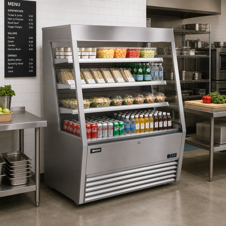 Product image #2 for Omcan USA 48-Inch Grab-and-Go Refrigerated Showcase Open-Air Cooler, 15.04 Cu. Ft., Stainless Steel