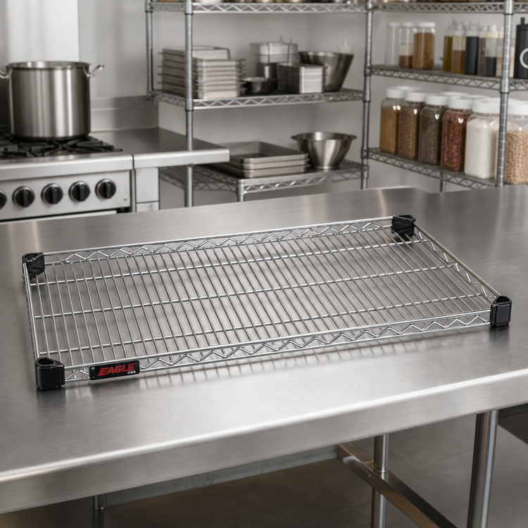Product image #2 for Eagle Quad-Adjust QuadTruss Reverse Mat Wire Shelf, 24 x 14 Inches, Stainless Steel
