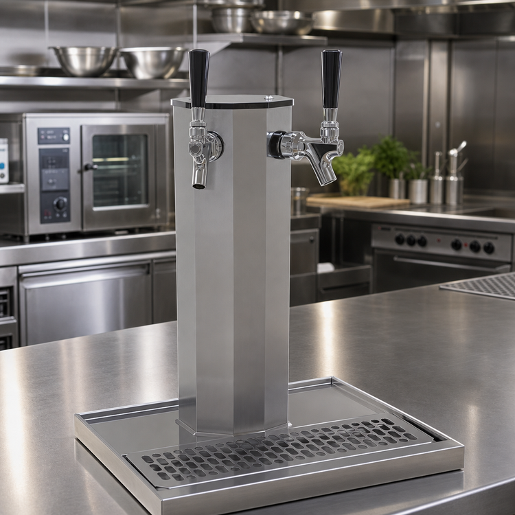 Product image #2 for Glastender 2-Faucet Countertop Glycol-Cooled Stainless Steel Column Draft Dispensing Tower