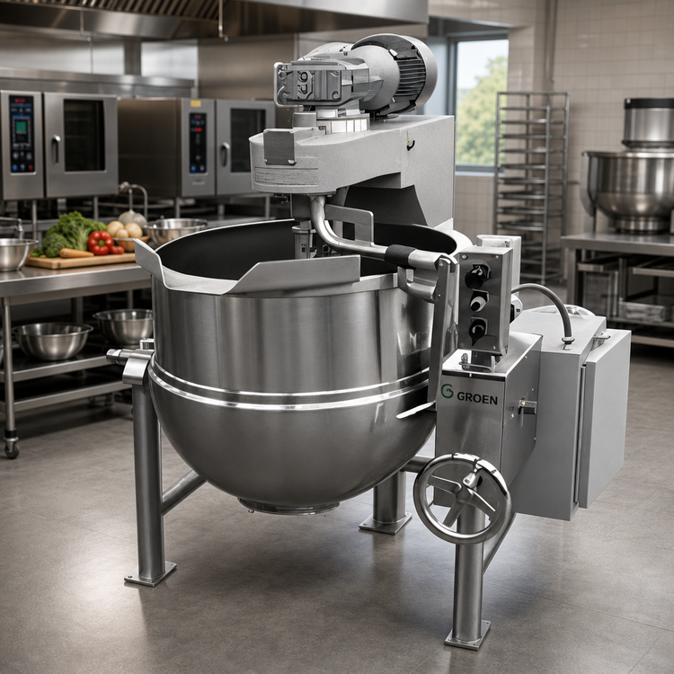 Product image #2 for Groen DL-60 TA/3 60-Gallon Direct Steam Tilting Cooker/Mixer Kettle with Twin Shaft Scraper Mixer