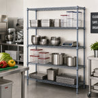 Thumbnail image #2 for Quantum WR63-1872GY-5 Stationary Wire Shelving Starter Kit, 72"W x 18"D x 63"H, 5 Shelves, Gray Epoxy Finish