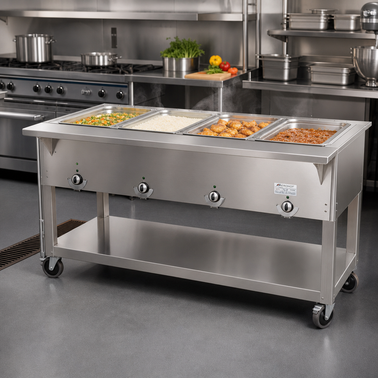 Product image #2 for Aerohot Portable Electric Steamtable Hot Food Unit, 58-3/8 Inch Wide, 4 Sealed Wells
