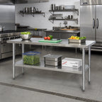 Thumbnail image #2 for Quantum SST-2472U 304 Stainless Steel Work Table with Adjustable Undershelf, 72 x 24 x 34 Inches