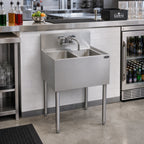Thumbnail image #2 for Krowne Royal Series KR19-22C Two-Compartment Stainless Steel Underbar Sink Unit with Splash-Mount Faucet, 24 x 19 Inches