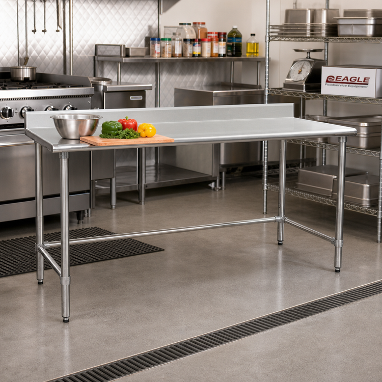 Product image #2 for Eagle BlendPort® Deluxe Series Stainless Steel Work Table with 4-1/2-Inch Backsplash, 60 x 30 Inch
