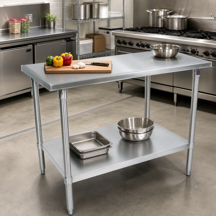 Product image #2 for John Boos Stallion 72-Inch x 24-Inch 14-Gauge Stainless Steel Top Work Table with Galvanized Undershelf