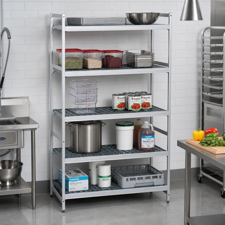 Product image #2 for Fermostock 5-Shelf Stationary Polymer Shelving Starter Unit, 59W x 14D x 83H