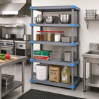 Thumbnail image #2 for Quantum QP186086V3S1 Polymer Shelving Unit, 60"W x 18"D x 86"H, Gray, 2000 lb. Capacity, 3 Open/1 Solid Grid Shelves
