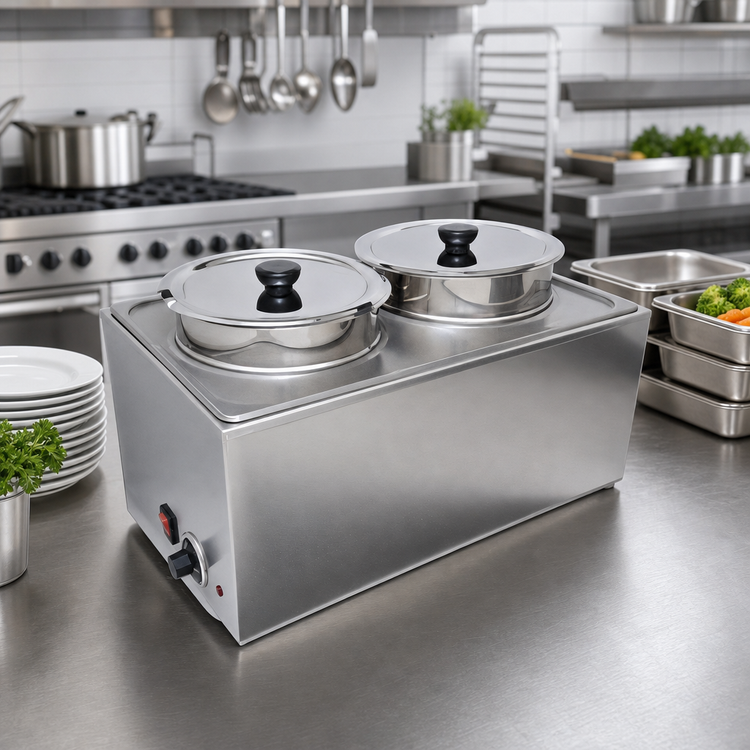 Product image #2 for Uniworld Countertop Electric Double Wet Well Food Warmer, Without Drain Valve, 2 x 8 Qt Inserts