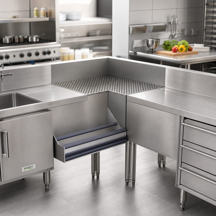 Product image #2 for Prestige (Supreme) 90° Freestanding Corner Drainboard Filler, Fits 35" Deep Left x 30" Deep Right Units