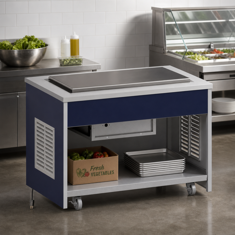 Product image #2 for Atlas Metal INFRF-5 Mobile Refrigeration Frost Top Unit, 77-3/4"W, Open Cabinet Base