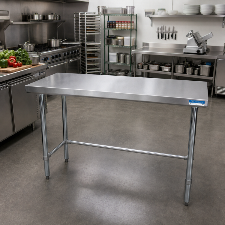 Product image #2 for BK Resources 72-Inch x 24-Inch Stainless Steel Flat Top Open Base Work Table