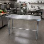 Thumbnail image #2 for BK Resources CVTOB-7224 72 x 24-Inch 16-Gauge 304 Stainless Steel Flat-Top Open-Base Work Table
