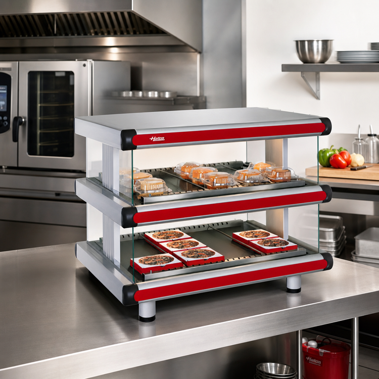 Product image #2 for Hatco Glo-Ray Designer Horizontal Hot Food Display Warmer, Countertop, 2-Shelf