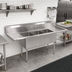 Thumbnail image #2 for John Boos E-Series 3-Compartment Stainless Steel Sink with Left and Right Drainboards, 66-Inch Wide