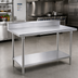 Thumbnail image #2 for Advance Tabco 84-Inch 430 Stainless Steel Work Table with 5-Inch Backsplash and Adjustable Undershelf