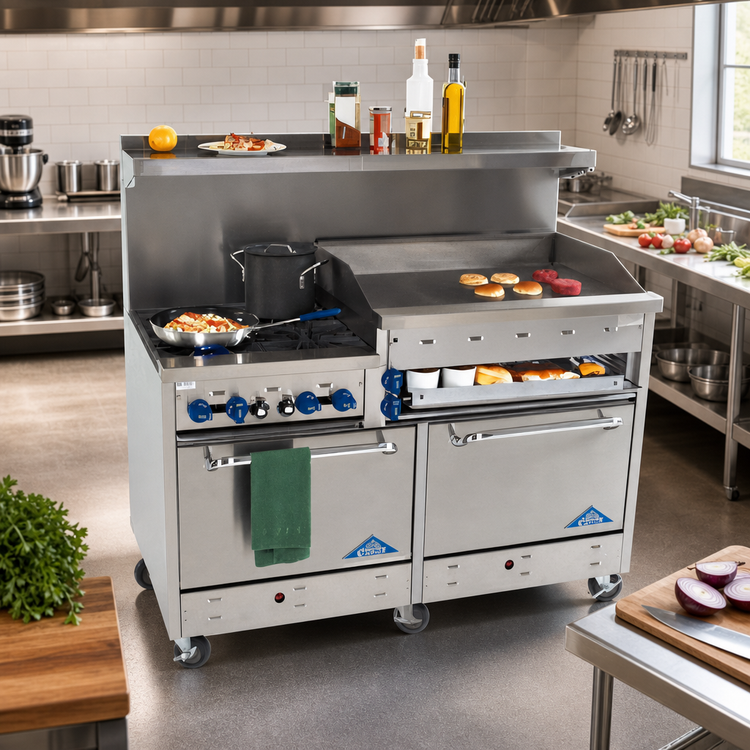 Product image #2 for Comstock-Castle 60-Inch Gas Range with 4 Star Burners, 36-Inch Raised Griddle and 2 Standard Ovens