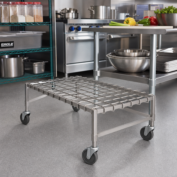 Product image #2 for Eagle Group Mobile Wire Dunnage Rack, 36 x 24 x 14, Stainless Steel, 800 lb. Capacity