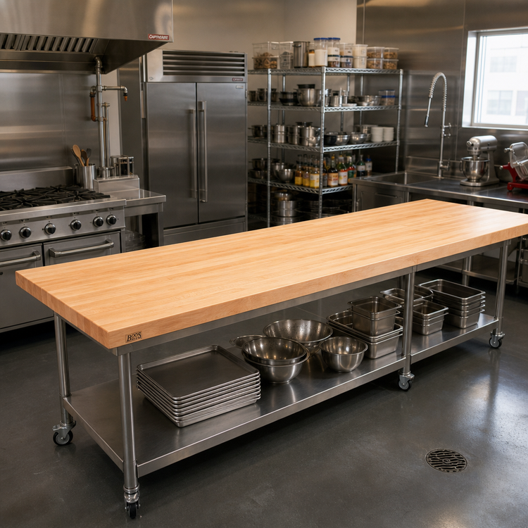 Product image #2 for Boos Block Full-Length Edge Grain Maple Kitchen Countertop, 144 x 48 x 3 Inches, Varnique Finish