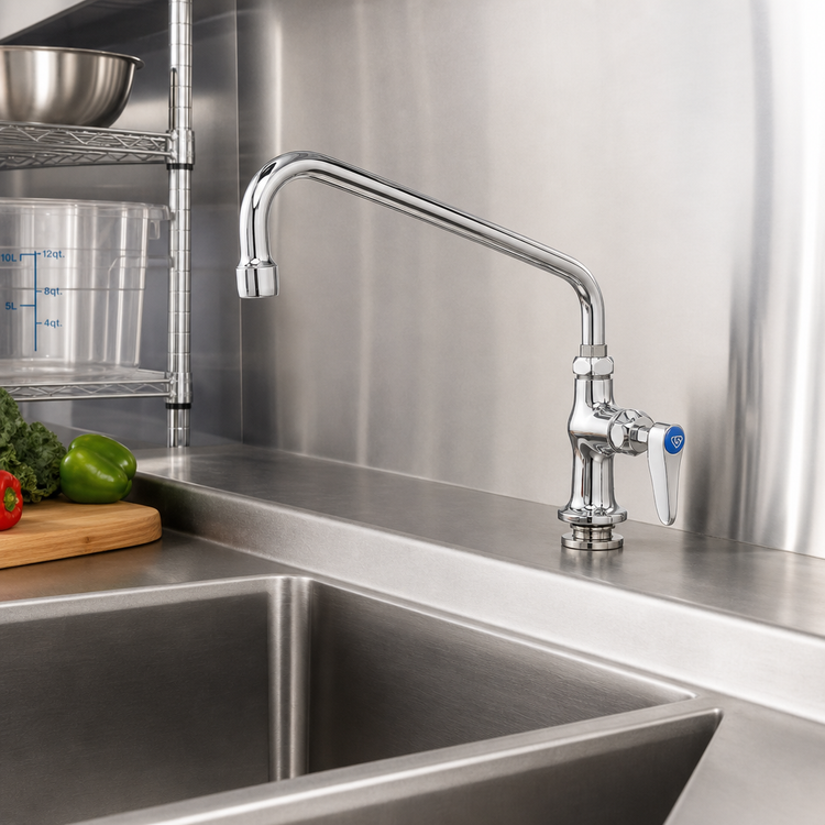 Product image #2 for T&S Brass Single Hole Single Temperature Deck Mount Pantry Faucet with 18-Inch Swing Nozzle