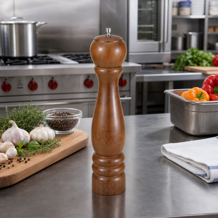 Product image #2 for Winco 12-Inch Rubberwood Pepper Mill with Zinc Alloy Grinder