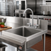 Thumbnail image #2 for John Boos Low-Lead Commercial Splash Mount Faucet with 5-Inch Gooseneck Spout and 4-Inch Centers