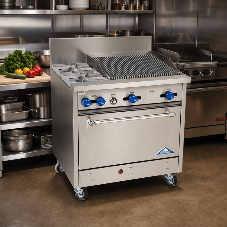 Product image #2 for Comstock-Castle F330-2RB 36-Inch Gas Char-Broiler Range with 2 Open Burners and Standard Oven