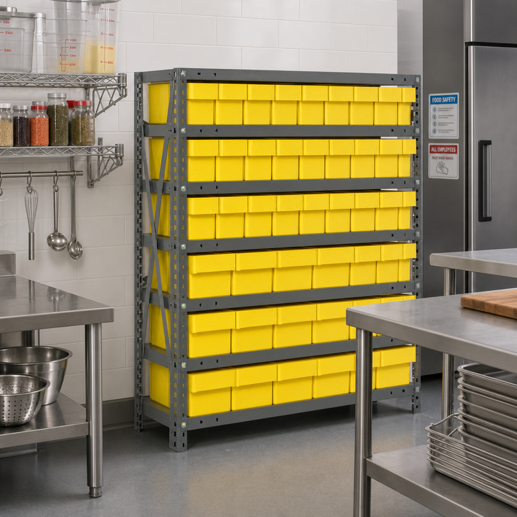 Product image #2 for Quantum Heavy-Duty Stationary Wire Shelving Unit with Included Bins, 36 x 18 x 39 Inches