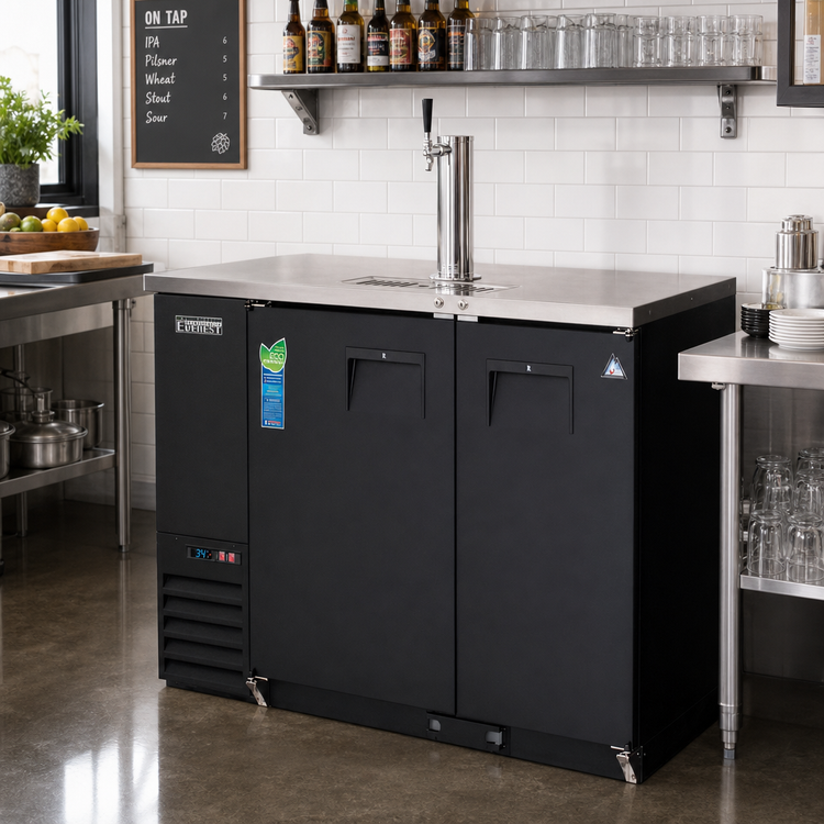 Product image #2 for Everest Refrigeration Two-Section Back Bar and Direct Draw Keg Refrigerator Combo, 49 Inch Wide, 13.0 Cu. Ft., 1 Half Barrel Keg Capacity