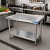 Thumbnail image #2 for BK Resources 60 x 30 Inch 18/430 Stainless Steel Work Table with 1-1/2 Inch Rear Riser and Adjustable Undershelf
