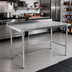 Thumbnail image #2 for Klinger's Trading 72-Inch Stainless Steel Work Table with Open Base, 18-Gauge 430 Top and 2-Inch Rear Up-Turn