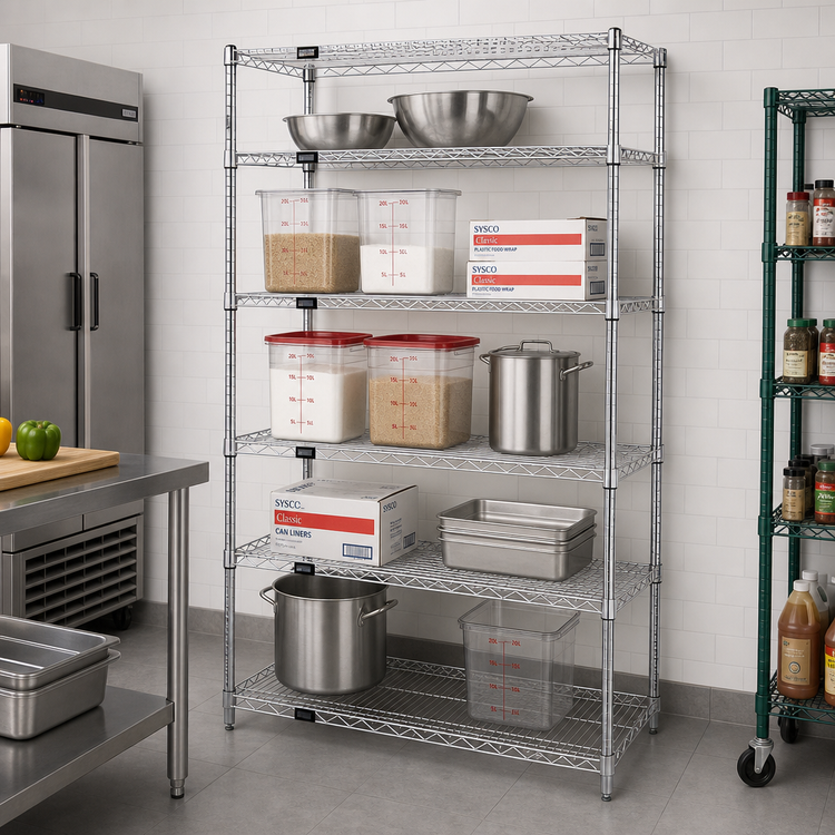 Product image #2 for Quantum 36" x 14" x 74" Chrome Plated Wire Shelving Starter Kit with 5 Shelves