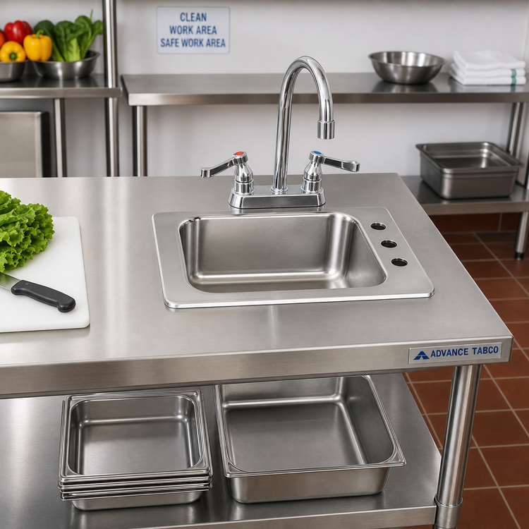 Product image #2 for Advance Tabco Smart Series Classroom Self-Rimming Drop-In Sink, 1-Compartment, 16 x 14 Inch Bowl