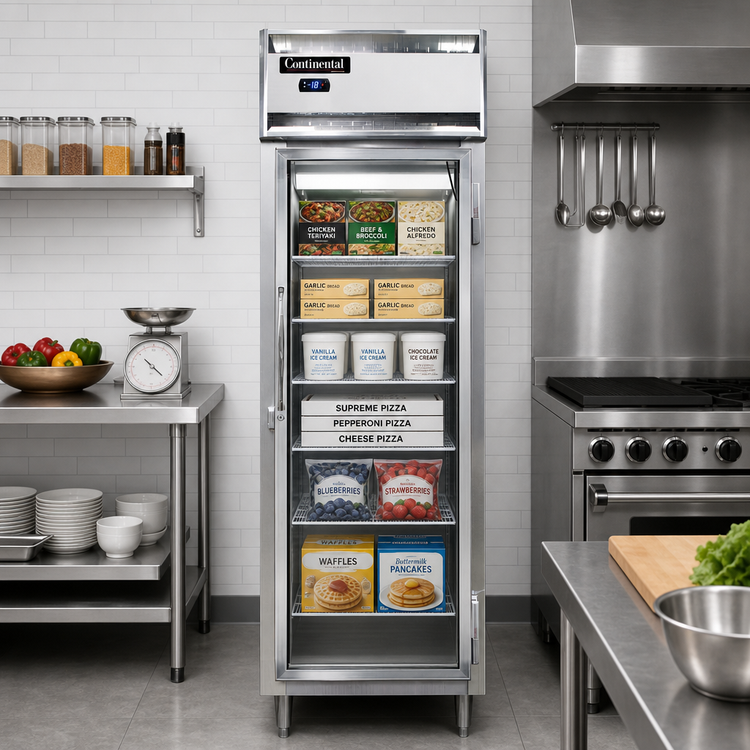 Product image #2 for Continental Refrigerator D1FSNSSGD Designer Line One-Section Full-Size Shallow Depth Reach-In Display Freezer with Glass Door