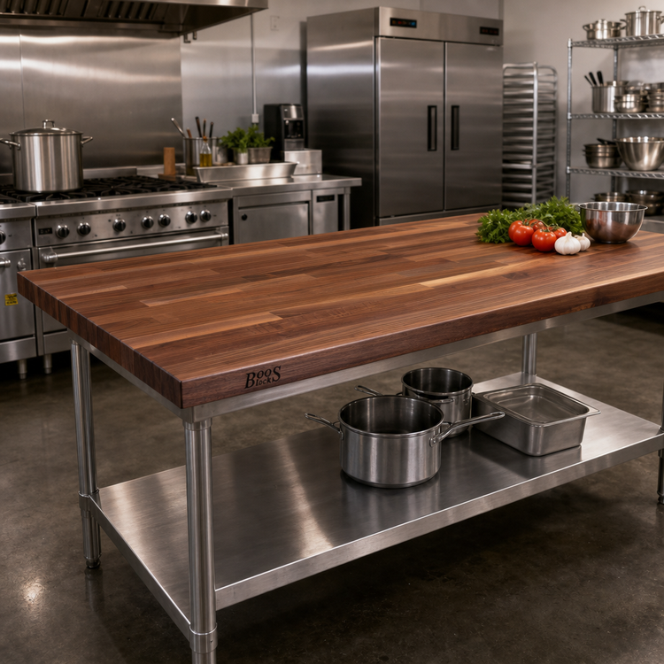 Product image #2 for Boos Block 72-Inch x 38-Inch American Black Walnut Blended-Rail Edge Grain Kitchen Countertop, Varnique Finish